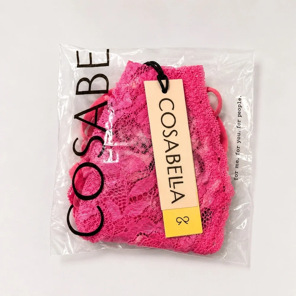 COSABELLA Ouvert Panty Rani Pink Lace Open Crotch Lingerie -‎ M/L / NWT